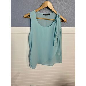 Rose & Olive Light Blue Gathered Draped Sleeve Blouse Women's Size Small